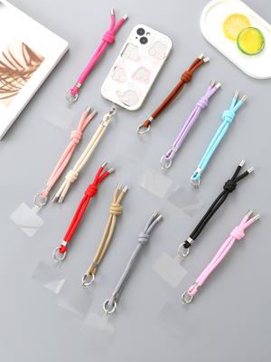 Small Niche Ins Colored Nylon Rope Hanging Accessories Hand Woven Mobile Phone Pendant Hanging Accessories With Transparent Card