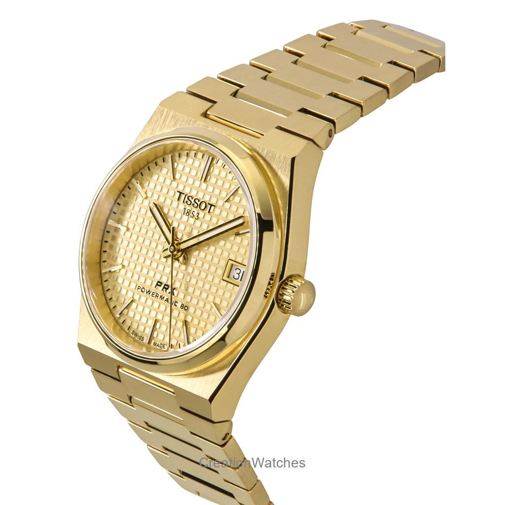 Tissot PRX Powermatic 80 Gold Tone Stainless Steel Champagne Dial Automatic T137.207.33.021.00 100M Unisex Watch