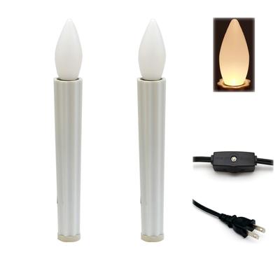 LED Candle Shape 19cm 2 Pieces Hand Switch Electric Cord No Need To Replace Batteries Plug Into Outlet Buddhist Altar