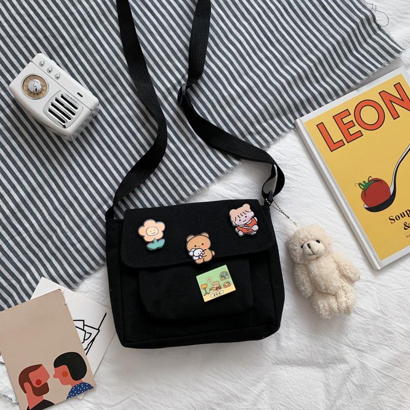 Süße kleine Canvas-Tasche für Damen im japanischen Harajuku-Stil, schräge Tasche, vielseitige Schultaschen für Mädchen, Taschen für Damen