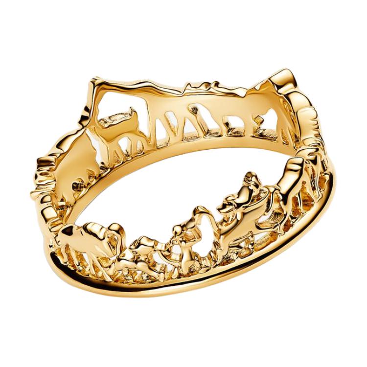 Pandora Hollow Solid Color Design Gold Plated Copper Silver Alloy Ring Women rings 163362C00 48