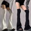 Chaussettes Hautes Lolita Japonaises Harajuku 60cm Longs Jambières Bas pour Femmes Mode Noir Blanc Coton Cache-Bottes Chaussettes