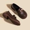 New Fashion Women Spring Summer Luxury Leather Flats Ladies Square Toes Loafers Ladies Low Heels Designer Shoes Black Brown
