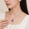 Luxe Ocean Heart Gemstone Necklace: Women's Full Diamond Love Heart Pendant Gift