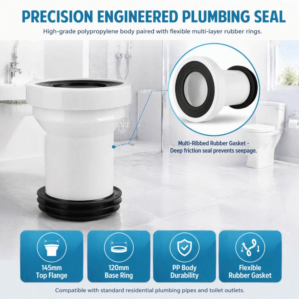 PP Rubber Material Toilet Drain Pipe Fitting  Bathroom Toilet Installation