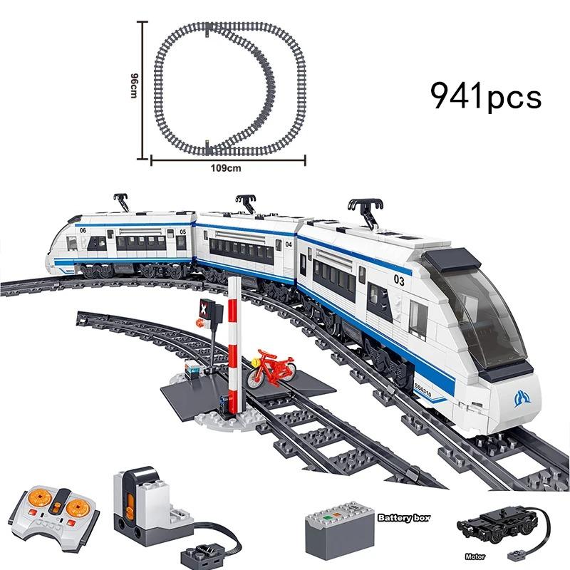 Set Treno Città Treno a Vapore Proiettile Veicolo Merci Stazione Ferroviaria Modello Blocchi da Costruzione Mattoni Binari Rotaia Senza Motore Kit Carrozza Giocattolo per Bambini