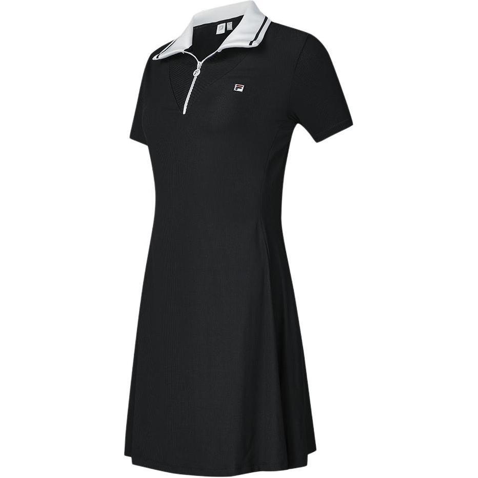New FILA Short-Sleeved Dresses Women's Dark Flow Black A11W423304F-BK