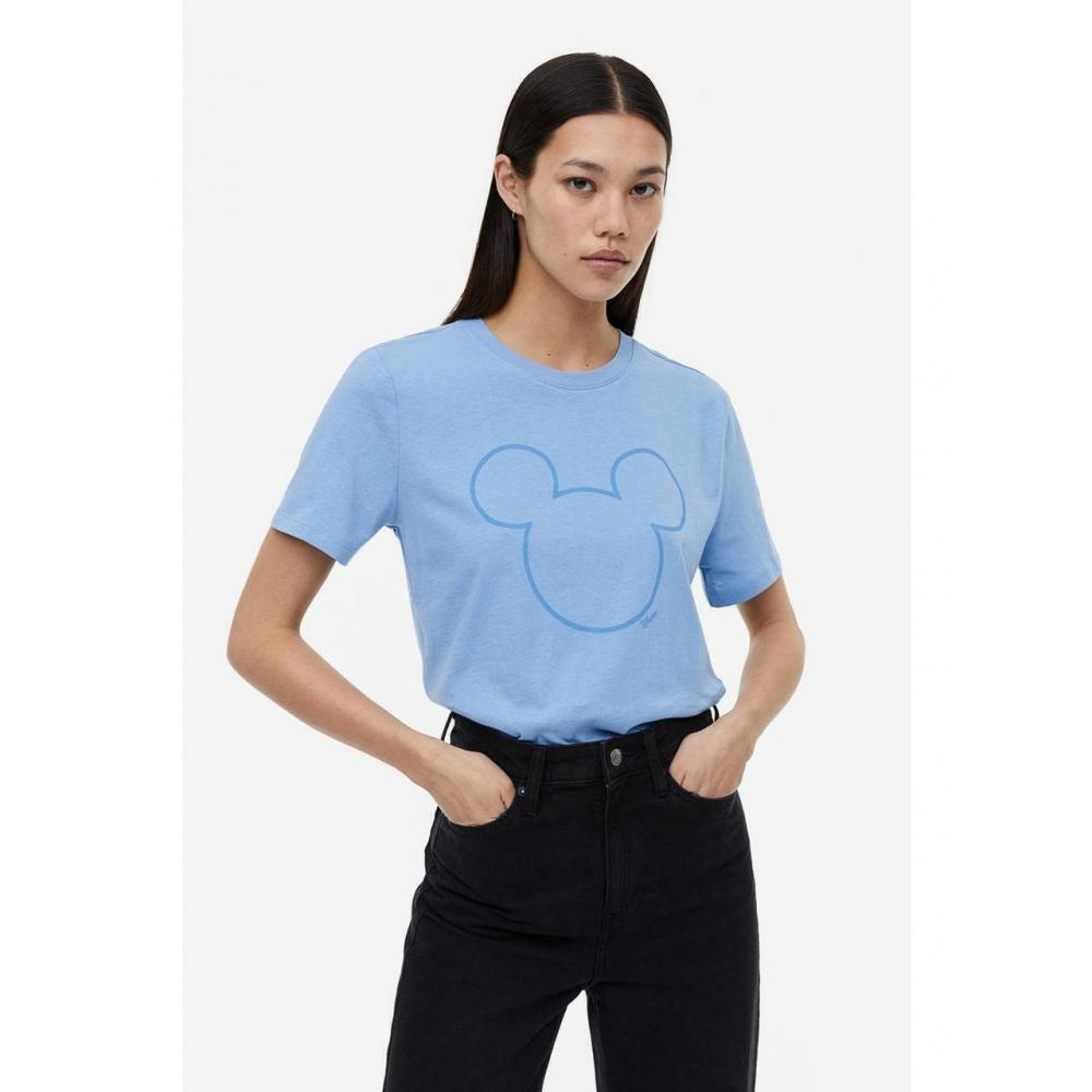 

H&M Футболка с принтом Голубая Микки Маус 0762470377