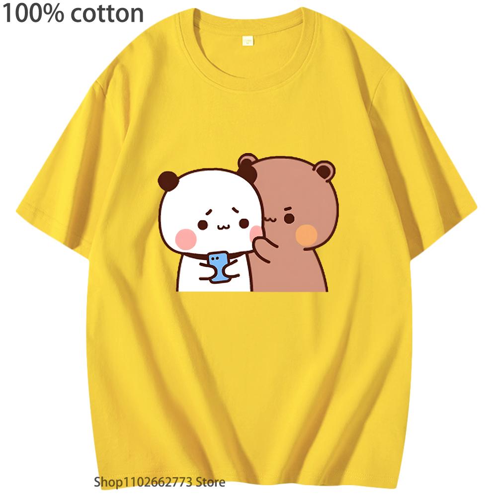 Roztomilý pár Dudu a Bubu se objímají Grafická trička Kawaii Medvídek Panda Tričko Roztomilá Vtipná Trička Dámské Pánské Bavlněné Oblečení