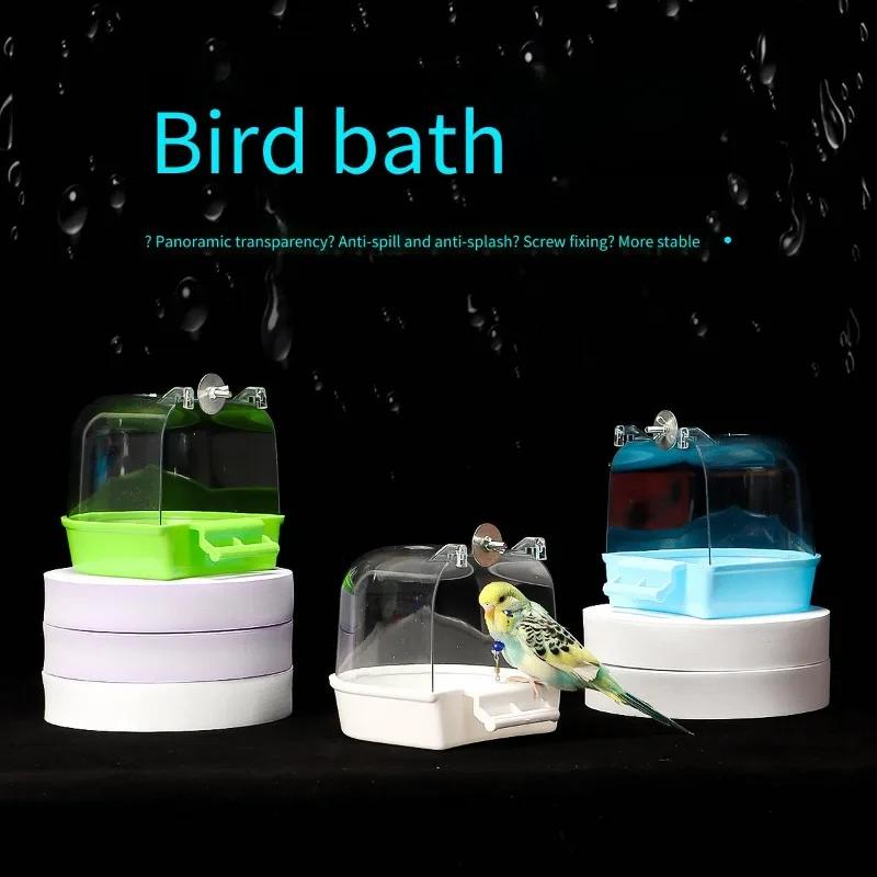 Small Bird Bathing Kit for Parakeets Cockatiel Lovebird Myna Bath Box Anti-Splash Design Detachable Pet Bird Grooming Accessory