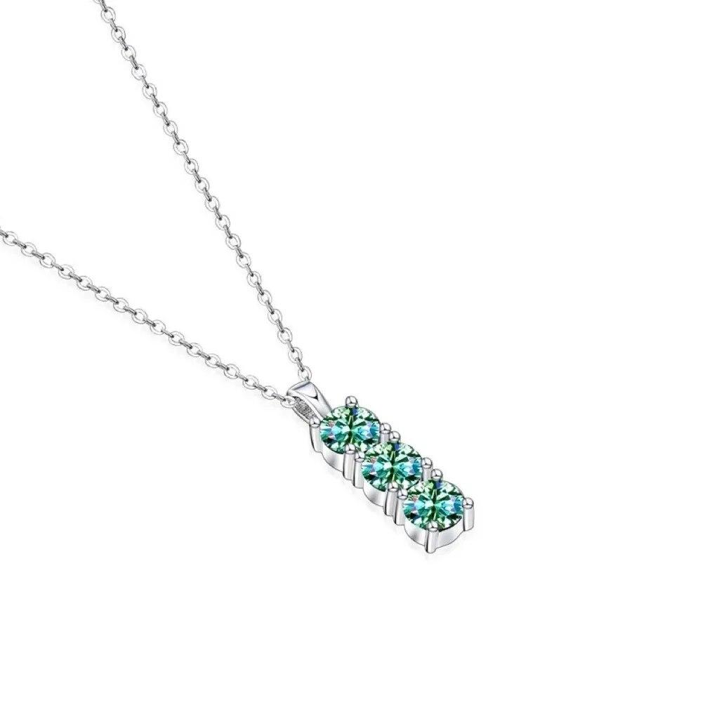 Green Moissanite  1.5 Carat Necklace Pendant 100% S925 Sterling Silver Gemstone Neck Jewelry Pass Diamond Tester GRA