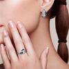 Yanni X-Shaped Hollow Sea Blue Zircon Ring - Creative European & American Style