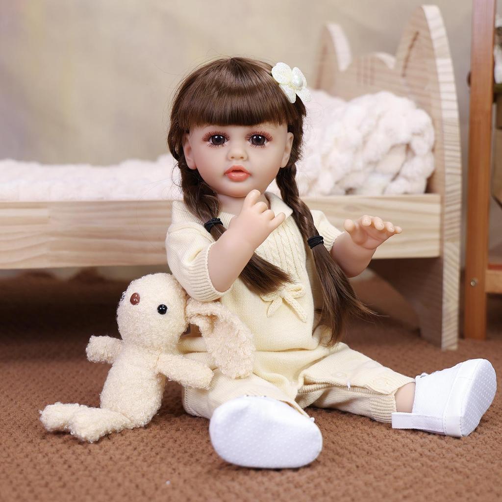 43CM Lively Reborn Baby Doll Soft Full Silicone Vinyl Lifelike Skin Like Real Babies Girl Doll Christmas Gift