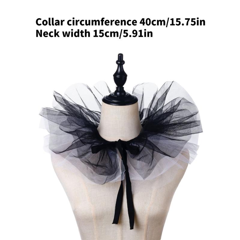 Retro Ruffled Collar Girls Cosplay Tie Victorian Collar Lapel Medieval Cosplay Victorian Ruffled Tie Collar