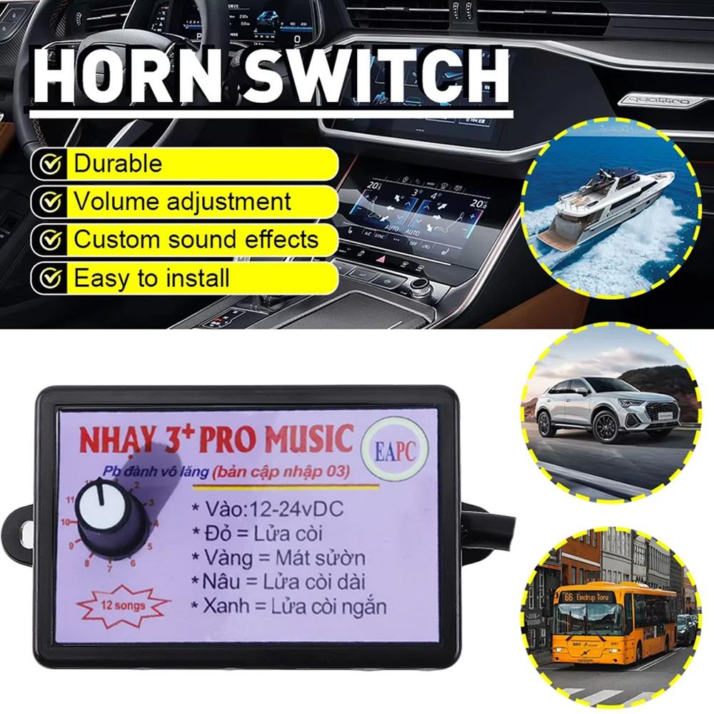 Controlador de Bocina Electrónica Musical de 12V con 8 Sonidos y 12 Sonidos, Unidad de Control de Sonido para Altavoz de Bocina 3+ Pro con Cambio de Volumen para Coche