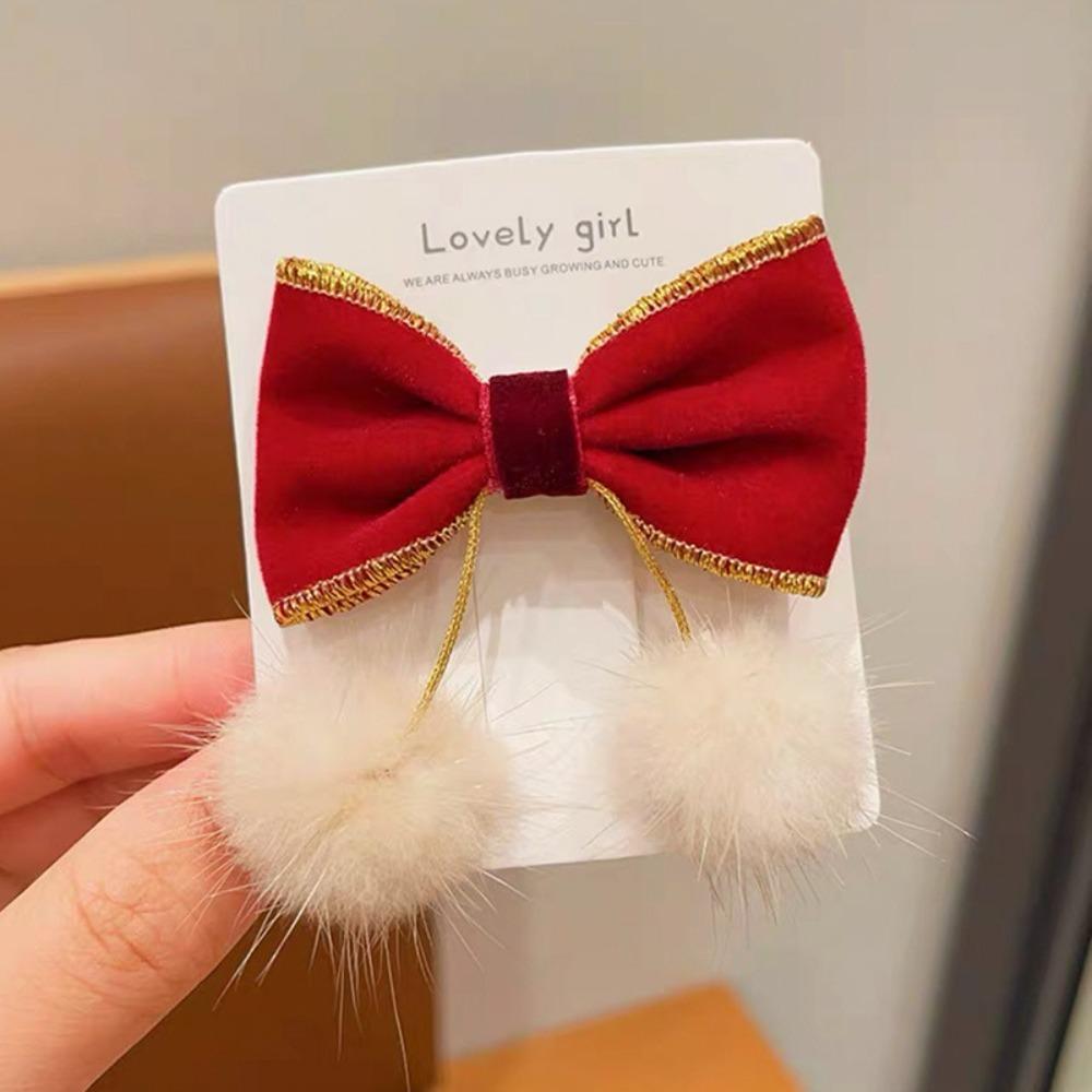 Sweet Diamond Love Heart Hair Clip Cute Bowknot Hair Clip Fashion Red Hair Clip New Year