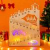 Yousheng Nativity Advent Calendar Rustic Wooden Christmas Countdown Calendar Light-Up Tabletop Xmas Centerpiece for Cabinet Desk Shelf Mantel