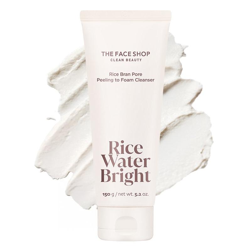 The Face Shop Ryżowa Woda Rozjaśniająca Ryżowy Otręby Peeling do Porów do Pianki Oczyszczającej 150g