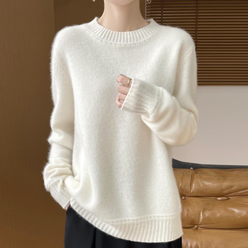 Women's Cashmere Sweater Qinghe Cashmere 30% Cashmere 70% Wool Autumn and Winter Pullover Warm and Fashionable