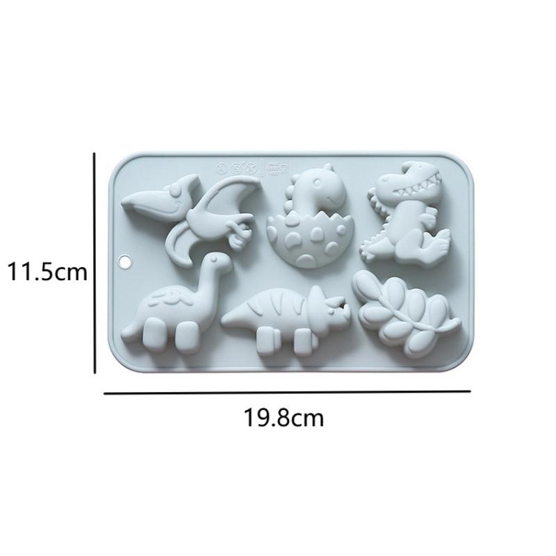 Silicone 6 Cavities Dinosaur Jello Molds For Chocolate Dinosaur Soap Molds For Baking Dessert Cupcake Topper Cake Decoration