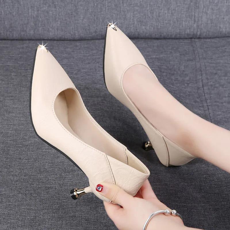 

zapatos de mujer women classic high quality spring slip on stiletto heel pumps lady fashion black office shoes ab686 35
