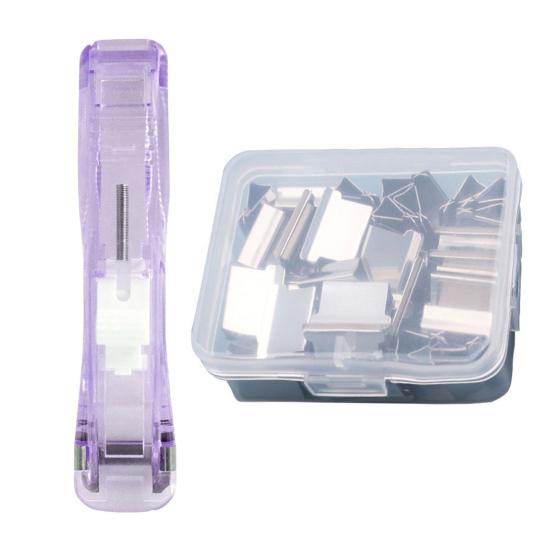 

Скрепкостеплер Портативный диспенсер для скрепок Без перфорации Толкатель бумаги с 50 прозрачными металлическими скрепками для многоразового использования Офисные школьные принадлежности H серебряный