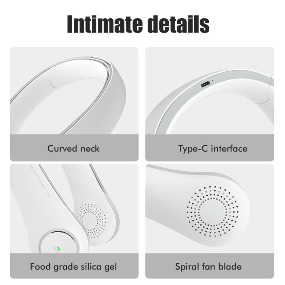 Portable Bladeless Neck Fan, USB Rechargeable Personal Cooling Fan with 360 Cooling and 3 Speeds, Hands Free Wearable Fan for Outdoor Sports Home