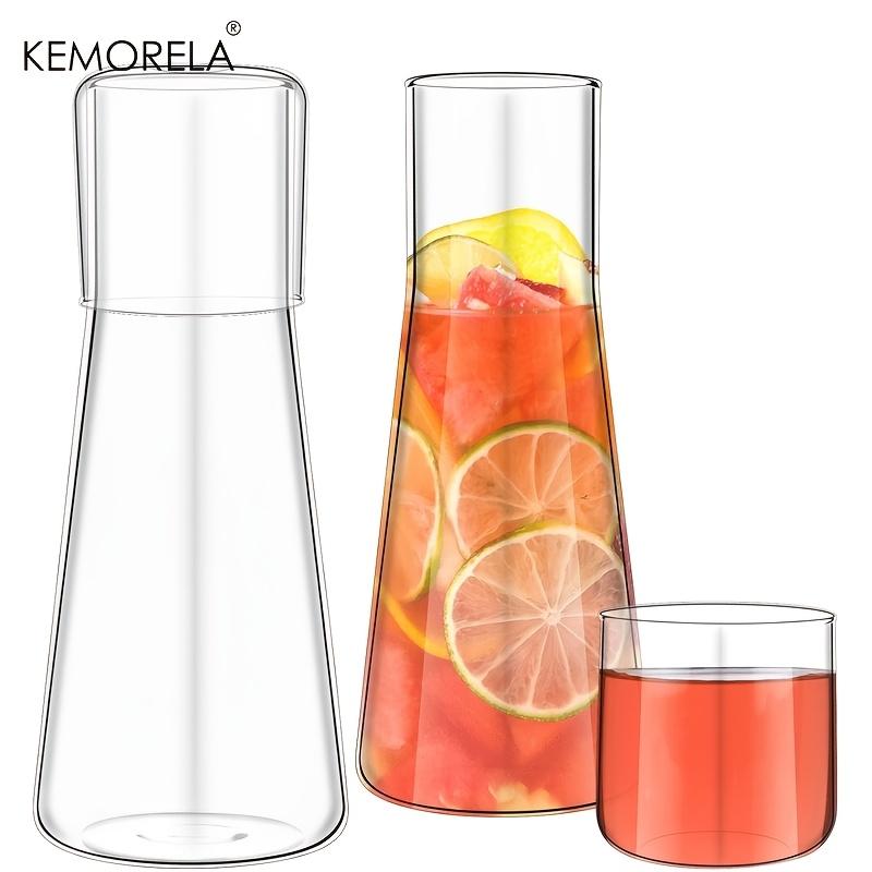 1/2PCS 30oz Clear Bedside Water Carafe Set with Tumbler Glass High Borosilicate Glass Hot Cold Water Pitcher for Juice Tea Coke