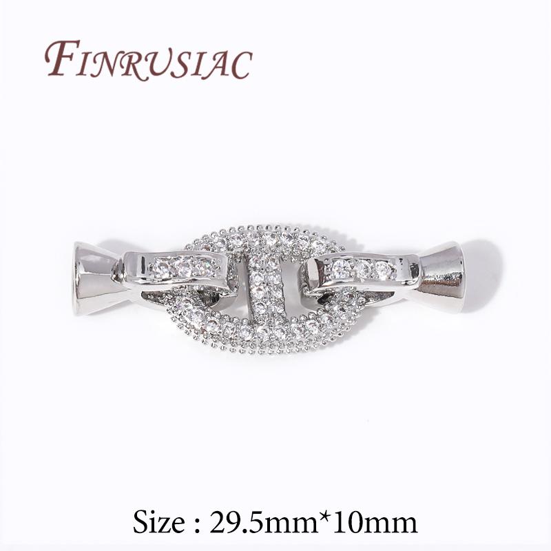 18K Gold Plated Connectors For Jewelry,Brass Zircon Clasps For Bracelets Accessories,DIY Jewelry Making Supplies,Pearl Clasp