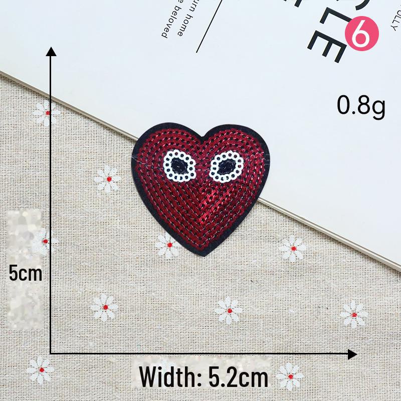Smiley Face Embroidery Patch Sequin Love Label - Eyes Clothing Decoration.