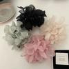Large Tulle Bow With Pearls Clip Buckle Hair Ornament Black
