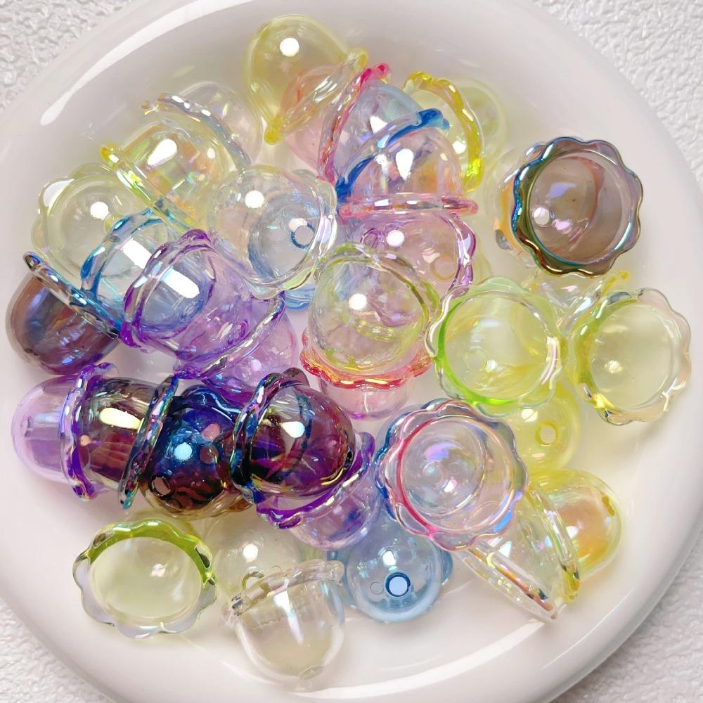 10pcs DIY Flower Bead Caps Transparent Keychain Pendant New Petal Charms Beads  Earring Jewelry