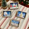 Mini Framed Christmas Pictures Wooden Xmas Scenes Decorations Miniature Framed Christmas Ornaments for Festive Decor DIY Craft