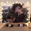 Anime Girl And Cat Healing Scenery Tapestry Wall Hanging Decorative Fabric for Room Headboard And Background Decoration