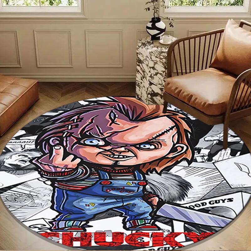 Chucky And Tiffany's Wedding Round Rug for Livingroom,Bedroom, Palyroom, Chair Rug, Area rug, Circle Carpet, Large Size Fan Christmas gift