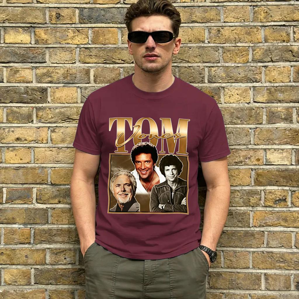 Maglietta in Cotone Tom Jones per Unisex Estate Streetwear Magliette Girocollo Hipster T-shirt Oversize Abbigliamento con Fantasia