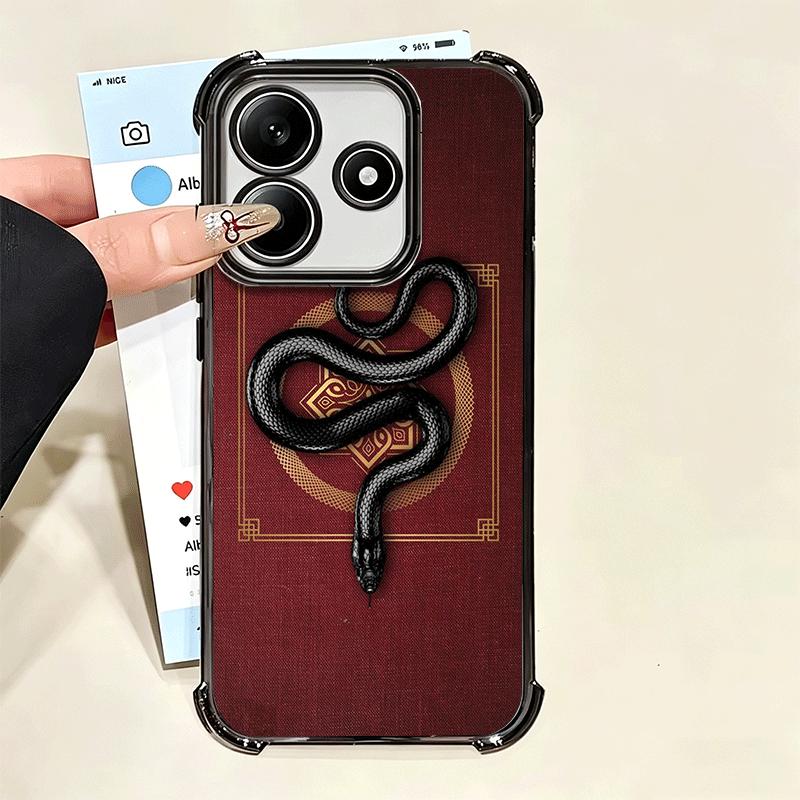 Schwarze Schlangen-Doodle-Vergoldung Handyhülle Für Xiaomi Poco X5 X6 X7 X8 Pro Max F8 Ultra F7 M8 M7 M5S Redmi 15C 15 14C 13C 13 X3 12C F