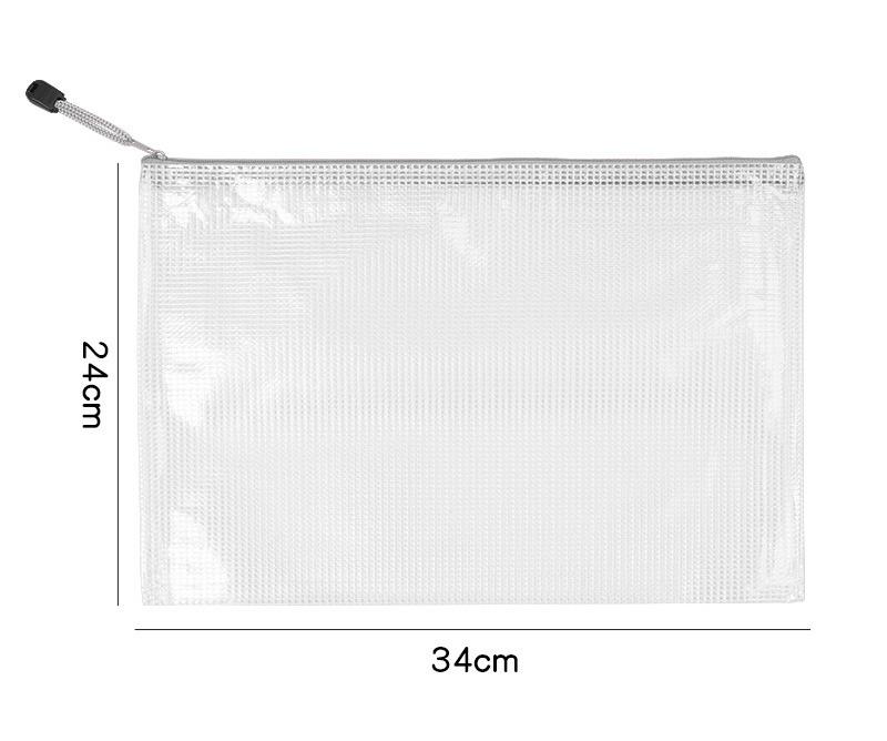 3pc Thickened Transparent Document Bag A4 Official Document Bag Mesh Zipper Bag, Large Capacity A4 File Bag, Waterproof File Bag