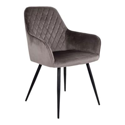 Chair - HOUSE NORDIC - Harbo - Grey Velvet - Armrests - Black Metal Legs
