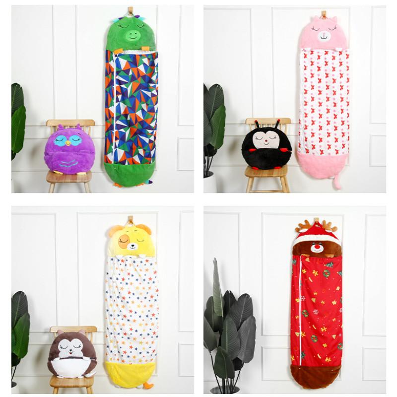 Cartoon Owl Shark Unicorn Panda Pattern Foldable Flannel Children Bag Sleeping