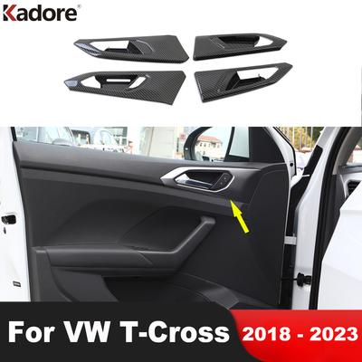 Pokrywa miseczki klamki wewnętrznej drzwi samochodowych z włókna węglowego Okładziny Pokrywa Dla Volkswagen VW T-Cross 2018