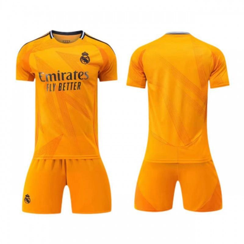 2425 away jersey orange football jersey set 5 Bellingham No. 9 Mbappe cross-border jersey new size 16