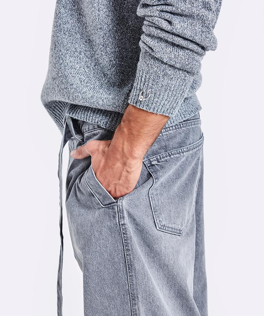 51Peosenteu Piercing V Neck Knit - Gray