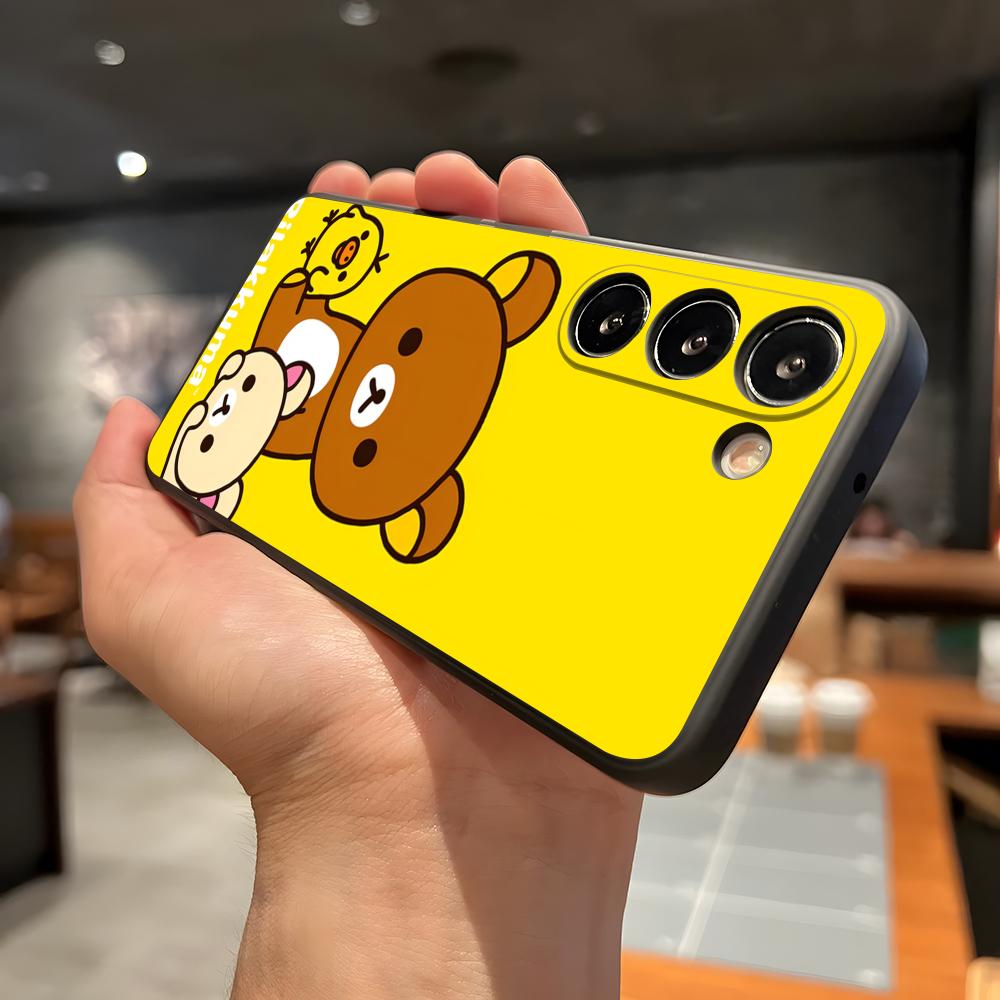Cute R-RilakkumaS Phone Case For Samsung A56 A36 A26 A16 A15 A25 A35 A55 A14 A34 A24 A54 Black Soft Shell