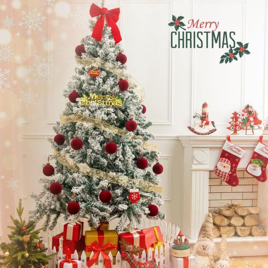 16Pcs Velvet Christmas Ornaments 6/8cm Flocked Ball Set Elegant Xmas Tree Decorations for Festive Atmosphere