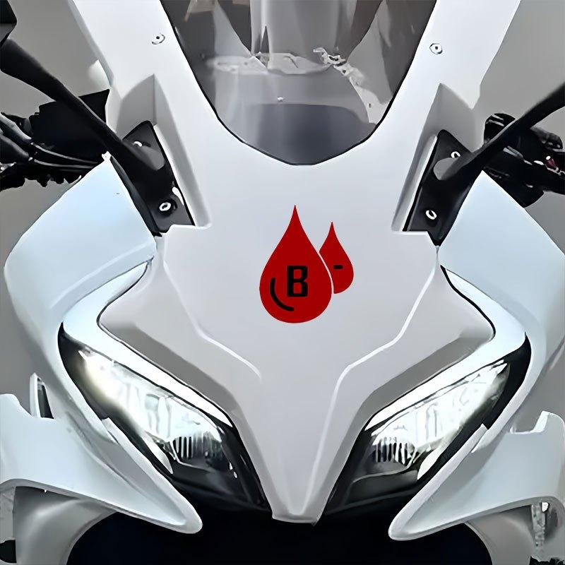 Cool Blood Type Graphic Sticker, Red Blood Drop Waterproof Vinyl Decal, Perfect for Motorcycle Car Helmet Bike Laptop Ornament