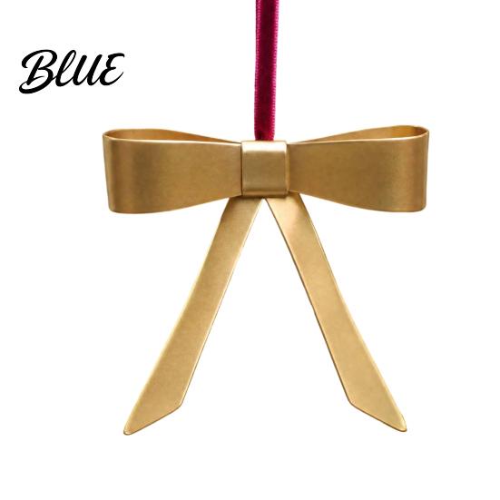 Decorative Bows for Garlands Gold Bow Christmas Ornaments Vintage Metal Hanging Decoration with Velvet Matte Ornaments Ribbon Xmas Tree Garland