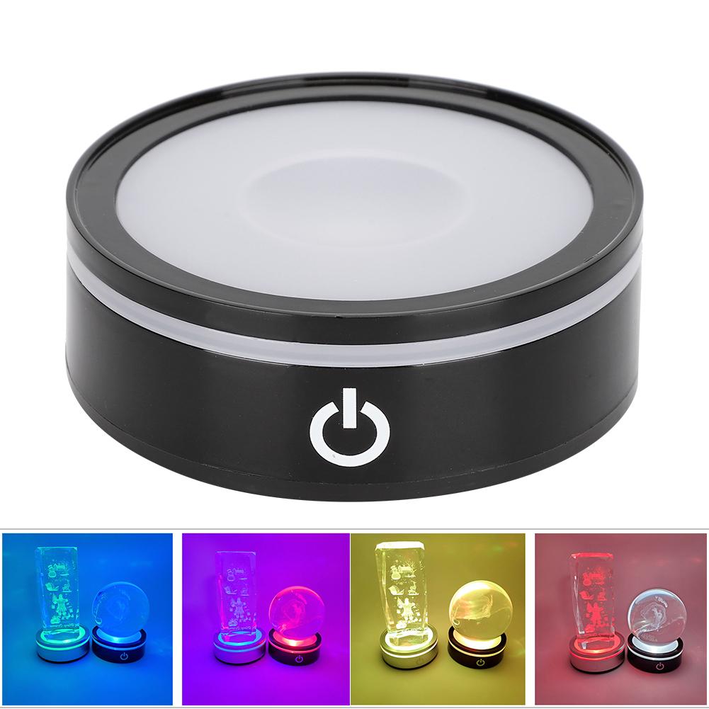 LED Base Crystal Black Sphere Touch Multi Mode Colorful White Light 3D Inner Carving Laser Base