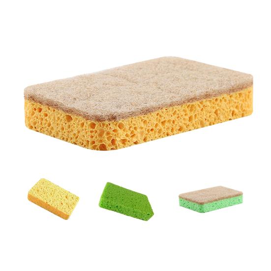 5Pcs Durable Cleaning Sponge Efficient Cotton Pulp Portable Oil-resistant Dishwashing Pad for Home