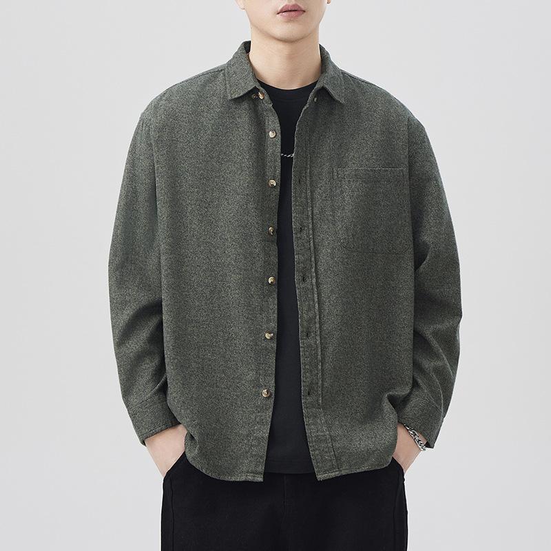 

Новая японская ретро весенняя рубашка с длинным рукавом в стиле кэжуал для мужчин, рубашка из чистого хлопка, однотонная рубашка 4XL